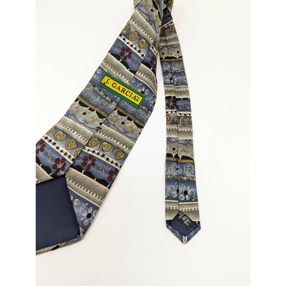 Vintage Jerry‎ Garcia Abstract Striped Silk Tie Made in USA - Picture 2 of 3